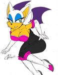 2015 akatsukishiranui-fox anthro bat big_breasts breasts cleavage clothed clothing female looking_at_viewer mammal rouge_the_bat sega smile solo sonic_(series) wings 
