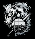  emblem fang hetza_(hellshock) kantai_collection monochrome no_humans torpedo u-511_(kantai_collection) waves wolf 
