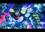  bad_id bad_pixiv_id blue_eyes blue_hair blue_skin gosyup highres jojo_no_kimyou_na_bouken letterboxed male_focus motion_blur punching solo stand_(jojo) star_platinum stardust_crusaders 