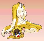  artist_reuqest blue_eyes breasts cat feline female fur head_unattaced kemono mammal nipples open_mouth yellow_fur 