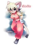  alicia_priss black_hair blonde_hair blue_eyes blush breasts brown_fur clothing female fur hair kemono multicolored_hair open_mouth short_hair tail_concerto text_name unknown_artist 