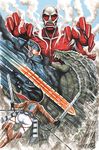  arm_blade ass colossal_titan crossover emblem gipsy_danger gloves godzilla godzilla_(series) jacket mecha mikasa_ackerman monster pacific_rim paradis_military_uniform scott_blair shingeki_no_kyojin survey_corps_(emblem) sword three-dimensional_maneuver_gear uniform weapon 