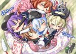  &gt;_&lt; :&gt; :3 akatsuki_(kantai_collection) anchor_symbol animal_ears bad_id bad_pixiv_id biting biting_clothes black_legwear blonde_hair blue_hair blue_skirt blush brown_hair cat_ears cat_tail cattail chestnut_mouth chibi closed_eyes commentary cushion flat_cap for_adoption hair_between_eyes hair_ornament hairband hairclip hat hibiki_(kantai_collection) highres hug i-class_destroyer ikazuchi_(kantai_collection) inazuma_(kantai_collection) kantai_collection kemonomimi_mode kneeling long_hair long_sleeves midriff multiple_girls pantyhose plant pleated_skirt purple_hair rensouhou-chan school_uniform sekiguchi_miiru serafuku shimakaze_(kantai_collection) shinkaisei-kan short_hair silver_hair skirt sleeping smile striped striped_legwear stuffed_toy sweatdrop tail thighhighs toy translated triangle_mouth wavy_mouth 