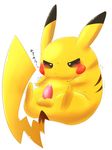  ... 2015 animal_genitalia balls blush cum erection feral fur half-closed_eyes japanese_text jitter lying male mammal nintendo nude penis pikachu plain_background pok&eacute;mon rodent solo sweat text translation_request video_games white_background あぁち 