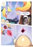  anus blonde_hair butt clothing comic delivery derpy_hooves_(mlp) dialogue doxy egg fingering friendship_is_magic gaping hair hoop_earrings kneeling mohawk my_little_pony oviposition pants pants_down piercing presenting pussy raised_tail tattoo uniform zecora_(mlp) 