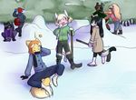  anthro cub drychicken female hair ice laugh mammal open_mouth outside scarf snow young 