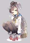  black_hair brown_eyes gradient_hair hairband hat heart kanro_ame_(ameko) kantai_collection mini_hat multicolored_hair pantyhose short_hair smile tokitsukaze_(kantai_collection) uniform 