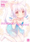  3: ahoge animal_ears babydoll bell blue_babydoll bottomless braid cat_ears cat_tail choker heart heart-shaped_pupils heart_hands jingle_bell no_panties no_shoes original ribbon_choker shii_(mani) solo symbol-shaped_pupils tail tears thighhighs twin_braids usashiro_mani white_hair white_legwear yellow_eyes 