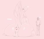  2015 alien anus big_anus big_butt blush butt clothed clothing duo english_text feathers female gooze height_chart huge_butt human lilibee looking_back male mammal milf mother parent plain_background puffy_anus pussy raised_tail size_difference sunibee text thick_thighs wide_hips 