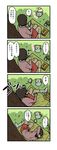  4koma basket cat comic food highres original sandwich shoes sitting skirt translated tree wariza yanagida_fumita 