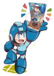  1boy amiibo android figure hakusoto happy helmet holding meta rockman rockman_(character) smile super_smash_bros. 