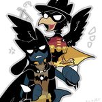  ambiguous_gender avian batman batman_(series) bird black_feathers blue_fur canine cosplay crow dc_comics fur lucario mammal mask murkrow nintendo open_mouth pok&eacute;mon robin_(batman) tan_fur teeth tongue video_games 蠢毛 