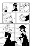  :t coffee comic drinking greyscale hat long_hair maribel_hearn monochrome multiple_girls open_mouth pout ribbon scarf short_hair silent_comic skirt smile sonson_(eleven) touhou usami_renko winter_clothes 