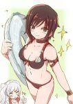  arm_strap bikini black_bikini black_eyes black_hair blush bracelet breasts choker cleavage collarbone holding innertube jewelry long_hair looking_at_viewer medium_breasts moai_(moai_world) navel ruby_rose rwby shiny shiny_hair short_hair side_ponytail silver_hair sketch smile solo swimsuit weiss_schnee 