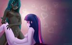  &lt;3 black_skin blush breasts friendship_is_magic guinefurrie hair hairpin human humanized mammal multicolored_hair my_little_pony navel orgasm purple_skin queen_chrysalis_(mlp) sex t tongue tribadism twilight_sparkle_(mlp) wallpaper 