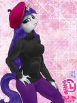  2013 anthro anthrofied blue_eyes blush clothing equine eyeshadow female friendship_is_magic hair hat horn long_hair makeup mammal mrs1989 my_little_pony purple_hair rarity_(mlp) solo unicorn 