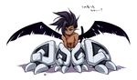  bare_chest black_hair dark_skin dark_skinned_male fangs houshin_engi male_focus pointy_ears raishinshi shirtless solo tail teeth utsugi_(skydream) wings 