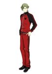  alternate_costume eyes_visible_through_hair full_body hair_over_one_eye highres jacket looking_at_viewer male_focus official_art pants shirano shoes solo standing touken_ranbu track_jacket track_pants track_suit transparent_background uguisumaru 