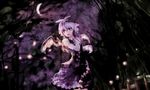  animal_ears bad_id bad_pixiv_id bow crescent_moon dress dyolf forest hat highres moon music mystia_lorelei nature night open_mouth pink_hair purple_eyes short_hair singing solo touhou wings 
