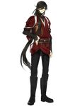 alternate_costume alternate_hairstyle blue_eyes boots brown_hair full_body highres izumi-no-kami_kanesada japanese_clothes jewelry long_hair looking_at_viewer male_focus official_art ponytail ring shiramine_(srmn09) solo standing touken_ranbu transparent_background very_long_hair 