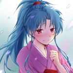  bad_id bad_pixiv_id blue_hair blush botan_(yuu_yuu_hakusho) japanese_clothes kimono pink_eyes ponytail smile solo tears tomozero yuu_yuu_hakusho 
