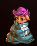  2015 blanket cub equine feral friendship_is_magic fur hair horse mammal mrs1989 my_little_pony orange_fur pony purple_eyes purple_hair scootaloo_(mlp) solo young 