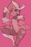  anthro black_sclera blush breasts clothing genital_piercing labia labia_piercing looking_at_viewer lopunny mega_evolution mega_lopunny moyamoya_kuroi multi_breast nintendo nipple_piercing nipples open_mouth piercing pok&eacute;mon pussy red_eyes sweat torn_clothing video_games 