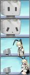  4koma anchor bad_id bad_pixiv_id blonde_hair comic crop_top elbow_gloves eriance gloves gugure!_kokkuri-san highres kantai_collection long_hair midriff navel parody rensouhou-chan school_uniform serafuku shimakaze_(kantai_collection) white_gloves 