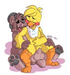  animatronic anus avian balls beak bear bib bird brown_fur chair_position chica_(fnaf) chicken clitoris cute duo english_text eyes_closed female five_nights_at_freddy&#039;s freddy_(fnaf) from_behind fur hat hindpaw machine male male/female mammal mechanical noelsart open_mouth paws penetration penis plain_background pussy robot sex shadow short_tail text tongue tongue_out top_hat vaginal vaginal_penetration white_background yellow_fur 