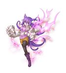  animal_ears black_legwear breasts cat_ears cat_tail highres kazana_(sakuto) kurinoa long_hair looking_at_viewer medium_breasts mioriasu_hopelight open_mouth pantyhose purple_eyes purple_hair simple_background solo tail very_long_hair white_background 