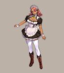  azusa_(hws) breasts full_body highres large_breasts looking_at_viewer maid_headdress pink_hair short_hair simple_background skirt smile solo suisei_no_gargantia thighhighs white_legwear 