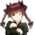  :3 animal_ears bow braid cat_day cat_ears dress extra_ears green_dress hair_bow juliet_sleeves kaenbyou_rin long_sleeves nagata_nagato one_eye_closed paw_pose puffy_sleeves red_eyes red_hair solo touhou twin_braids upper_body 