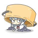  :&lt; bad_id bad_twitter_id chibi commentary hat hat_removed headwear_removed hibiki_(kantai_collection) kantai_collection long_hair lowres pantyhose pleated_skirt pot school_uniform serafuku silver_hair simple_background skirt solo white_eyes yuasan 