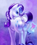  2015 anus blue_eyes butt caboni32 colored cutie_mark dock equine eyeshadow female feral friendship_is_magic fur hair horn levitation long_hair looking_back magic makeup mammal monochrome my_little_pony purple_hair pussy rarity_(mlp) rear_view scissors smile solo unicorn white_fur 