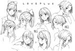  anegasaki_nene blush expressions greyscale highres jpeg_artifacts kobayakawa_rinko love_plus mole mole_under_eye monochrome multiple_girls ponytail short_hair sketch takane_manaka traditional_media yug 