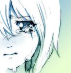  blue blue_background blush close-up closed_mouth copyright_request crying crying_with_eyes_open face gradient gradient_background green green_background monochrome sad sketch solo tears yahako 