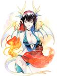  agahari choker dragon_girl horns monster_girl original solo tail traditional_media wings 