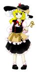  blonde_hair dress full_body hair_ribbon hand_on_hip hat kirisame_marisa official_art oota_jun'ya ribbon shirt shoes smile socks solo standing star touhou transparent_background undefined_fantastic_object wand witch witch_hat yellow_eyes 