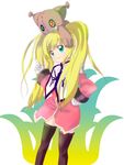  anise_tatlin anise_tatlin_(cosplay) blonde_hair child cosplay doll gloves green_eyes haru_(arser_doil) highres long_hair patty_fleur smile solo tales_of_(series) tales_of_the_abyss tales_of_vesperia thighhighs tokunaga twintails 