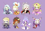  6+boys :d blonde_hair cefca_palazzo chibi cloud_of_darkness dark_skin dissidia_final_fantasy emperor_(ff2) final_fantasy final_fantasy_ii final_fantasy_iii final_fantasy_ix final_fantasy_vi final_fantasy_vii final_fantasy_viii final_fantasy_x final_fantasy_xii full_body gabranth_(ff12) grin jecht kuja looking_at_viewer multiple_boys multiple_girls open_mouth otoko_no_ko red_eyes sephiroth smile spiked_hair standing tattoo teeth ultimecia ziz_(pantwo) 