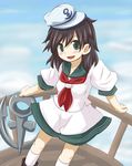  anchor black_hair dokuta ghost green_eyes hat highres murasa_minamitsu sailor short_hair solo touhou 