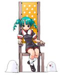  blue_hair chair copyright_request drill_hair oekaki sitting solo twin_drills twintails une 