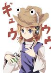  blonde_hair blue_eyes digital_media_player hat headphones koss mieharu moriya_suwako pyonta ribbon solo sweat touhou trembling you're_doing_it_wrong 