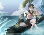  bad_id bad_pixiv_id barefoot black_hair feet green_eyes hands legs lips midriff original skirt solo suda_ayaka 