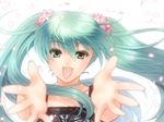  aqua_eyes aqua_hair bad_id bad_pixiv_id flower hatsune_miku long_hair petals smile solo tsugumi_suou twintails vocaloid 