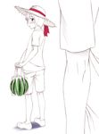  androgynous bad_id bad_pixiv_id bag blush food fruit hourou_musuko monochrome nitori_shuuichi otoko_no_ko sawa_jaaji short_hair spot_color watermelon 