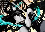  arm_cannon bad_id bad_pixiv_id belt black_rock_shooter black_rock_shooter_(character) boots burning_eye duplicate glowing glowing_eyes highres itoi long_hair scar solo sword weapon 