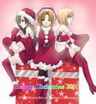  artist_request black_eyes black_hair blonde_hair brown_hair character_request christmas dated final_fantasy final_fantasy_vii green_eyes long_hair lowres santa_costume short_hair yellow_eyes 