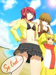  2girls beach bikini bikini_skirt day from_below hair_bobbles hair_ornament mammon multiple_girls outdoors sakutarou stakes_of_purgatory swimsuit toki_(tokihakashi) umineko_no_naku_koro_ni ushiromiya_ange 