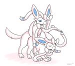  2014 all_fours balls blush doggystyle duo eeveelution eyes_closed female feral from_behind kyoushiro male male/female nintendo one_eye_closed open_mouth plain_background pok&eacute;mon sex signature sylveon video_games white_background 